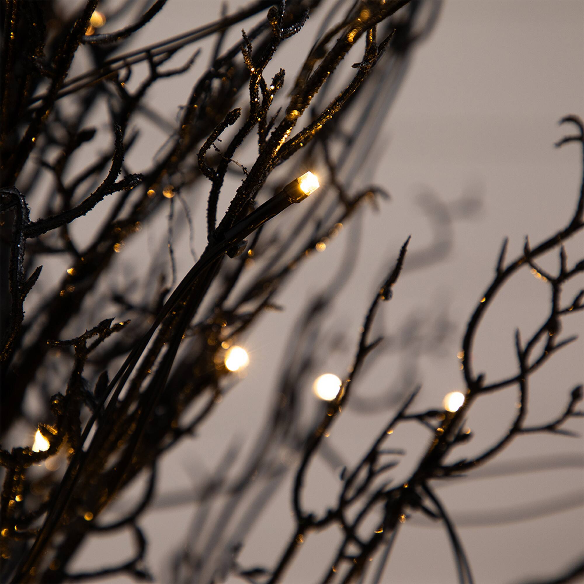 4ft. Pre-Lit LED Halloween Black Twig Artificial Fall Tree in Burlap Planter